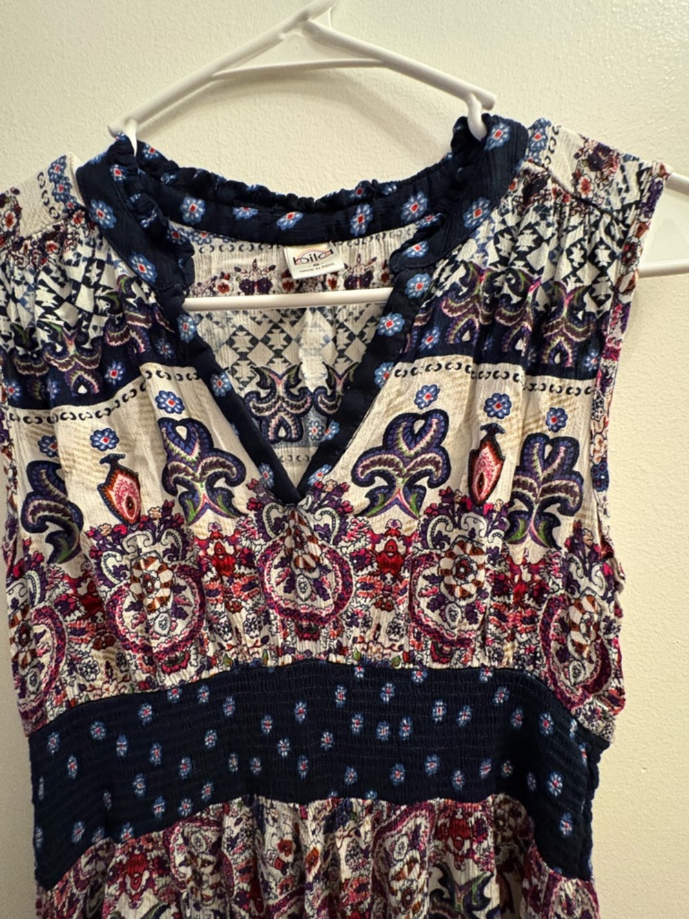 Bohemian Maxi Dress in Navy, Cream & Red - Picture 4 of 4